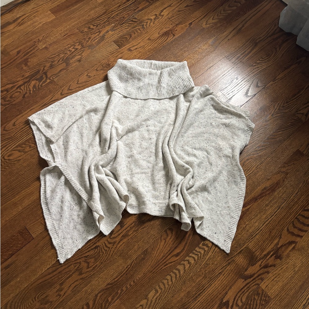 Cozy Cream Turtleneck Sweater Poncho